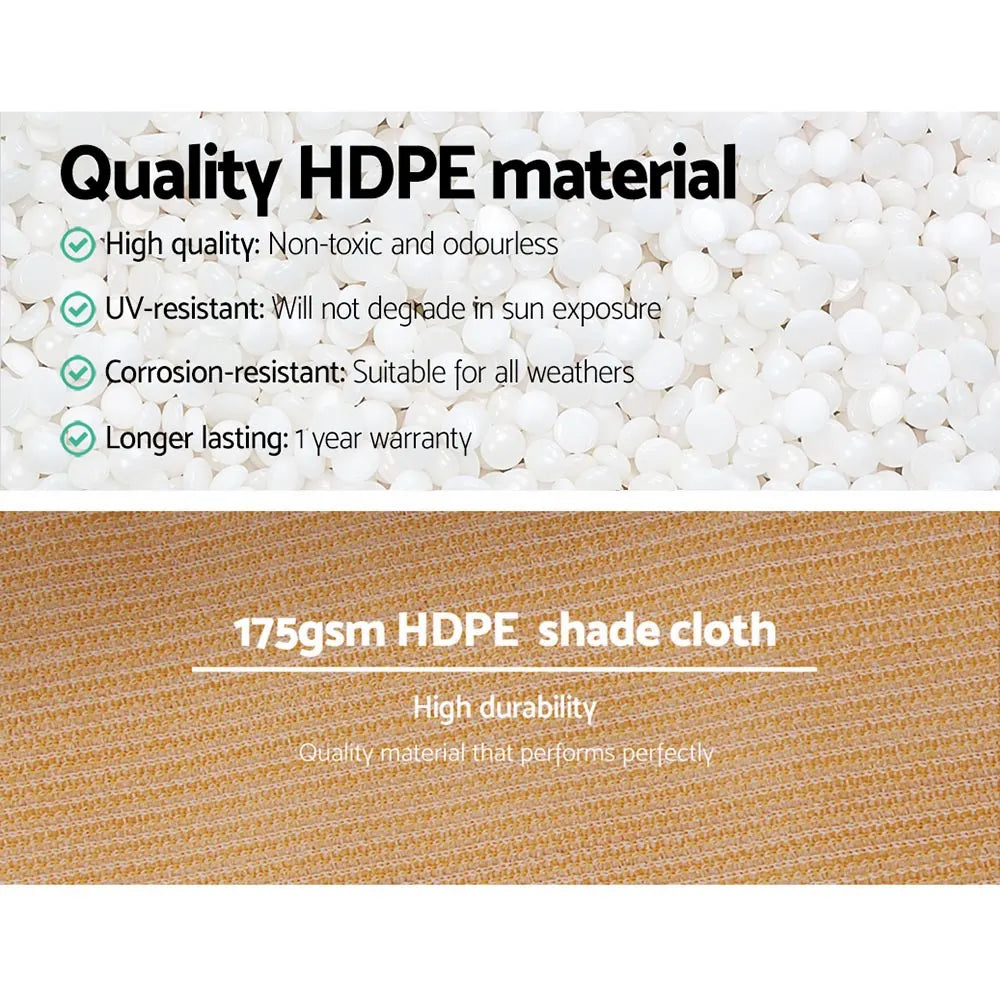 Instahut 70% Shade Cloth 3.66x10m Shadecloth Sail Heavy Duty Beige - Image 5