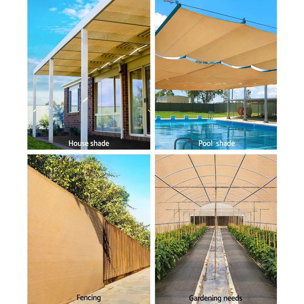 Instahut 90% Shade Cloth 3.66x10m Shadecloth Sail Heavy Duty Beige - Image 4