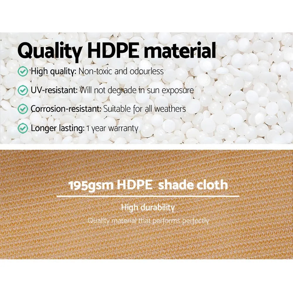Instahut 90% Shade Cloth 3.66x10m Shadecloth Sail Heavy Duty Beige - Image 5