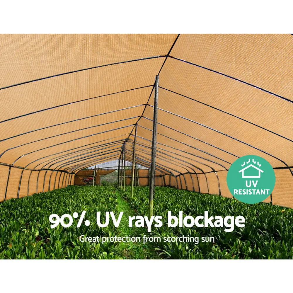 Instahut 90% Shade Cloth 3.66x10m Shadecloth Sail Heavy Duty Beige - Image 6