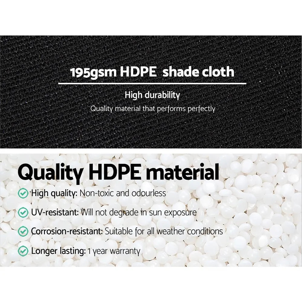 Instahut 90% Shade Cloth 3.66x10m Shadecloth Sail Heavy Duty Black - Image 5