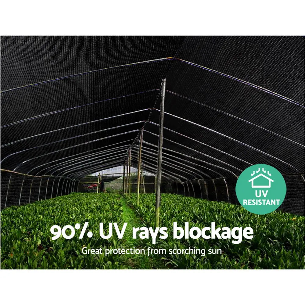 Instahut 90% Shade Cloth 3.66x10m Shadecloth Sail Heavy Duty Black - Image 6