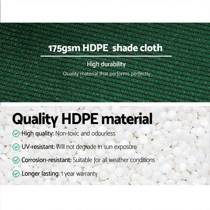 Instahut 70% Shade Cloth 3.66x20m Shadecloth Sail Heavy Duty Green - Image 5