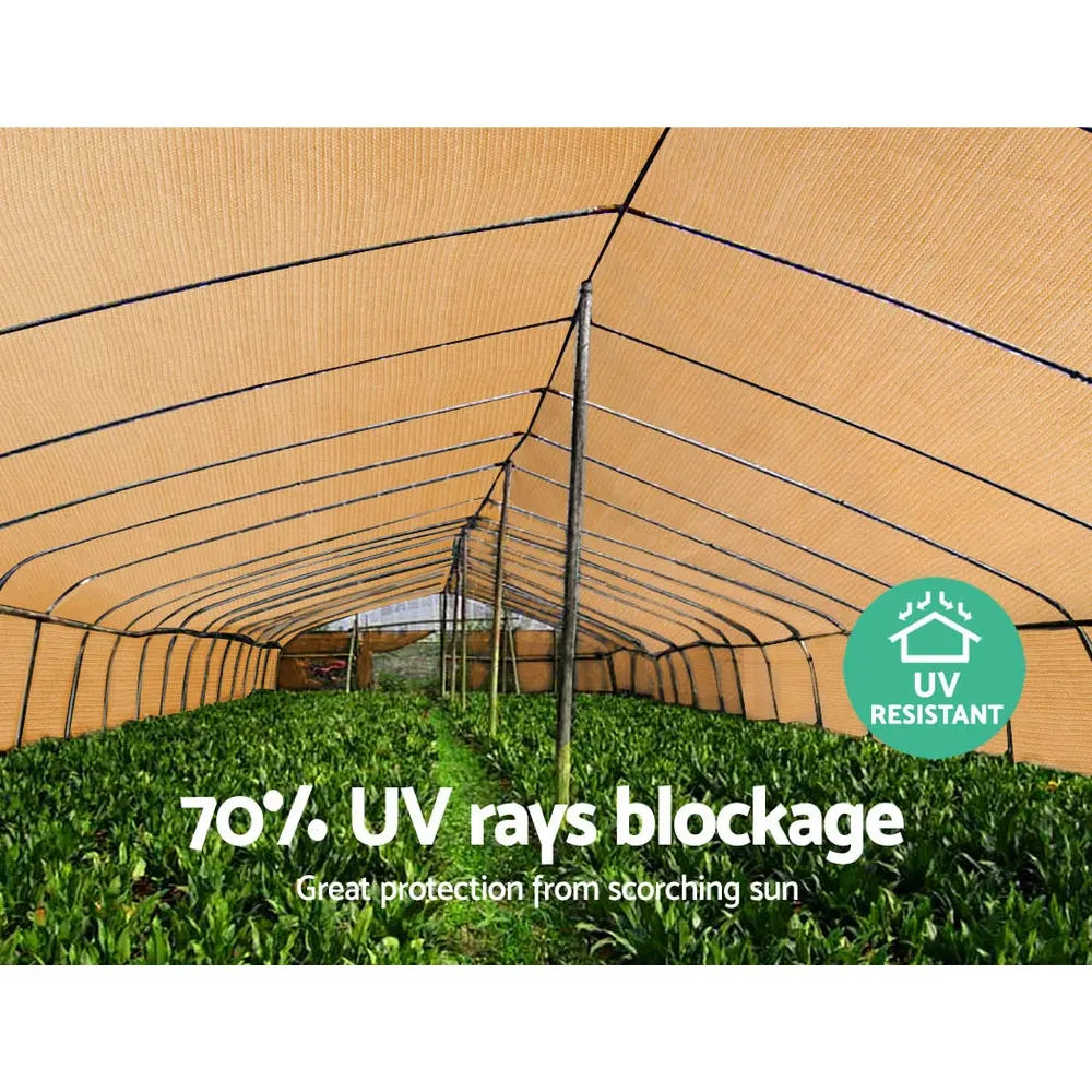 Instahut 70% Shade Cloth 3.66x30m Shadecloth Sail Heavy Duty Beige - Image 6
