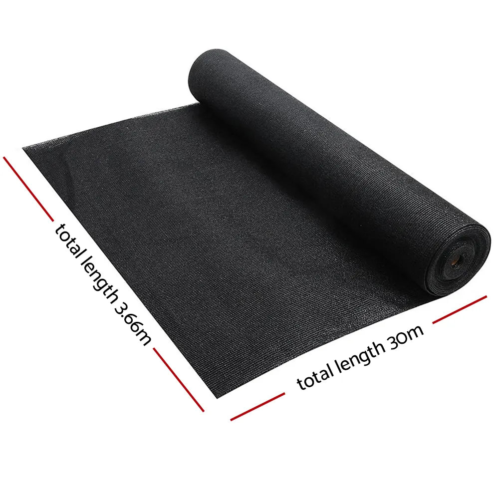 Instahut 90% Shade Cloth 3.66x30m Shadecloth Sail Heavy Duty Black - Image 2