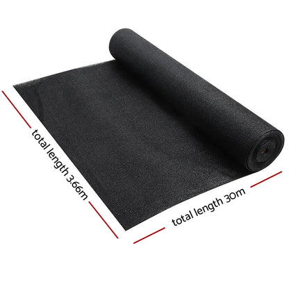 Instahut 90% Shade Cloth 3.66x30m Shadecloth Sail Heavy Duty Black - Image 2