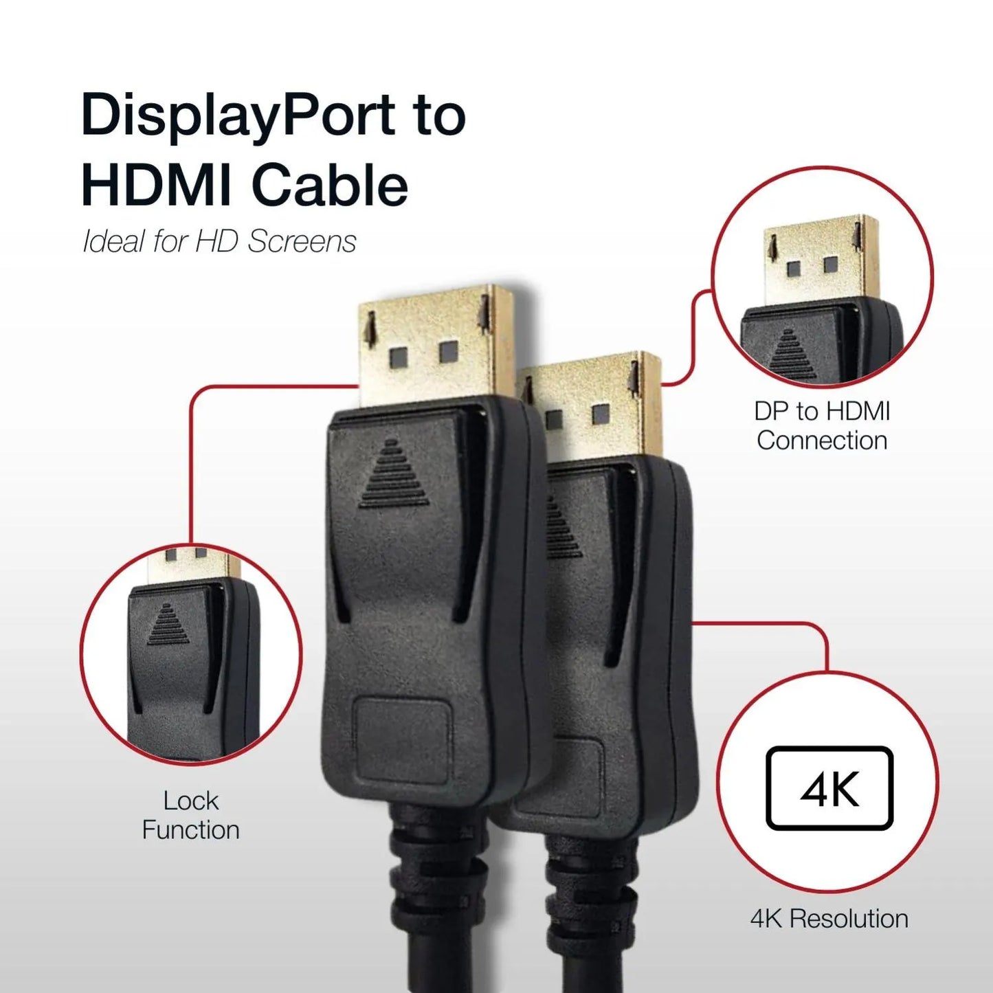 Shintaro DP to HDMI Male 2m Cable - Display Accessories - Image 4