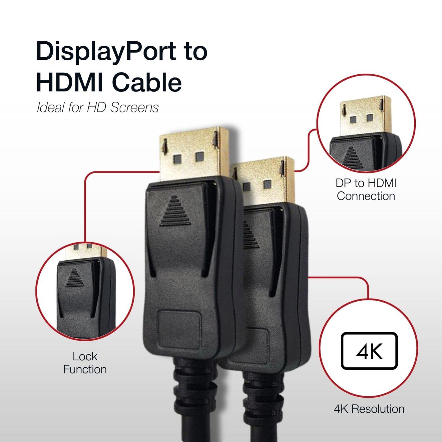 Shintaro DP to HDMI Male 2m Cable - Display Accessories - Image 4