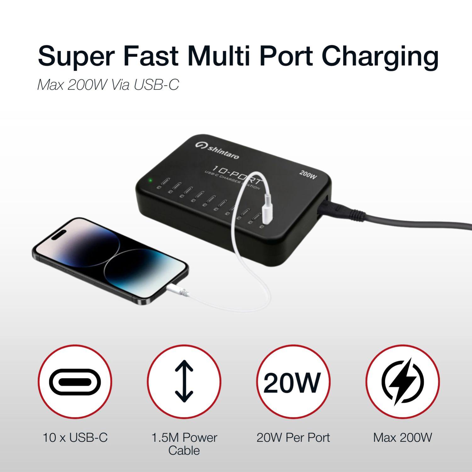 Shintaro 200W 10-Port USB-C GaN Charger - Highlighted Products - Image 9