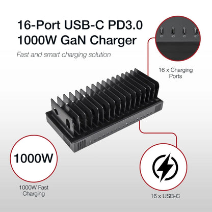 Shintaro 16-Port USB-C PD 3.0 1000W GaN Charging Dock - Tablet Accessories - Image 4