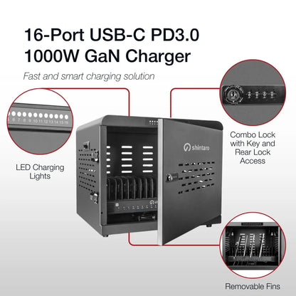 Shintaro 16-Port USB-C PD 3.0 1000W Charging Cabinet - Charging Cabinets - Image 5