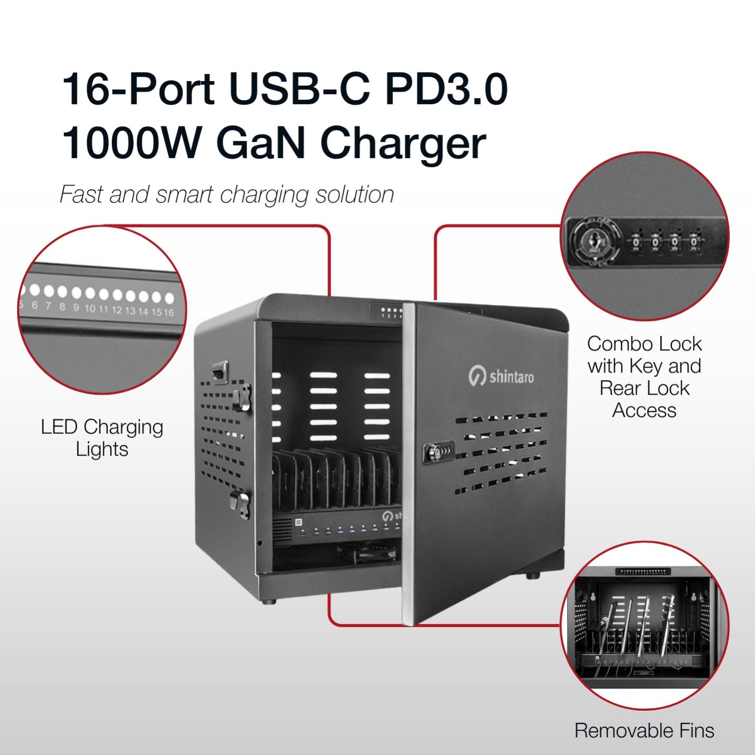 Shintaro 16-Port USB-C 1000W Charging Cabinet - Charging Cabinets - Image 5