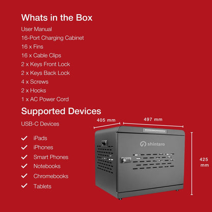 Shintaro 16-Port USB-C 1000W Charging Cabinet - Charging Cabinets - Image 8