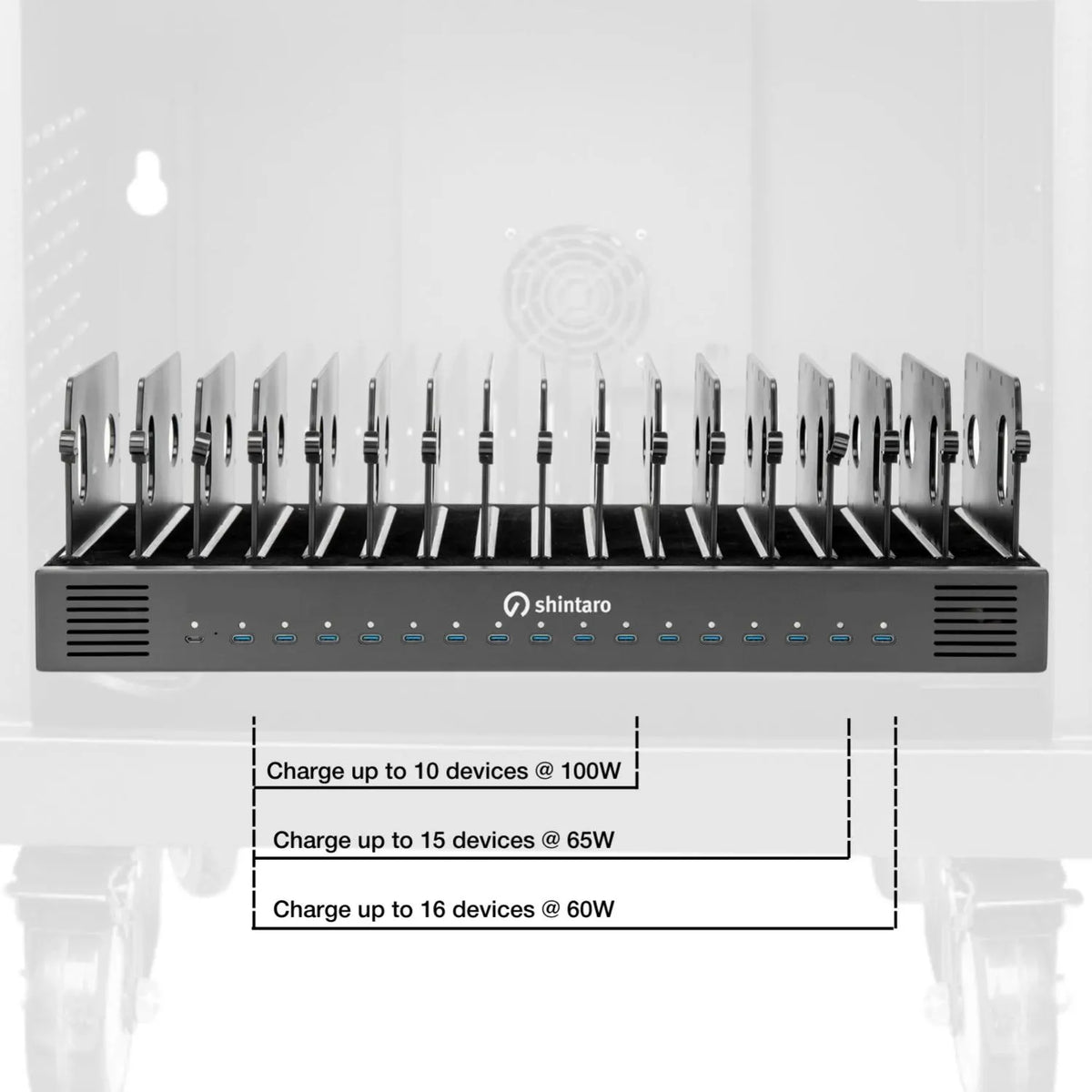 Shintaro 32-Port USB-C PD 3.0 2000W Charging Trolley - Charging Cabinets - Image 5