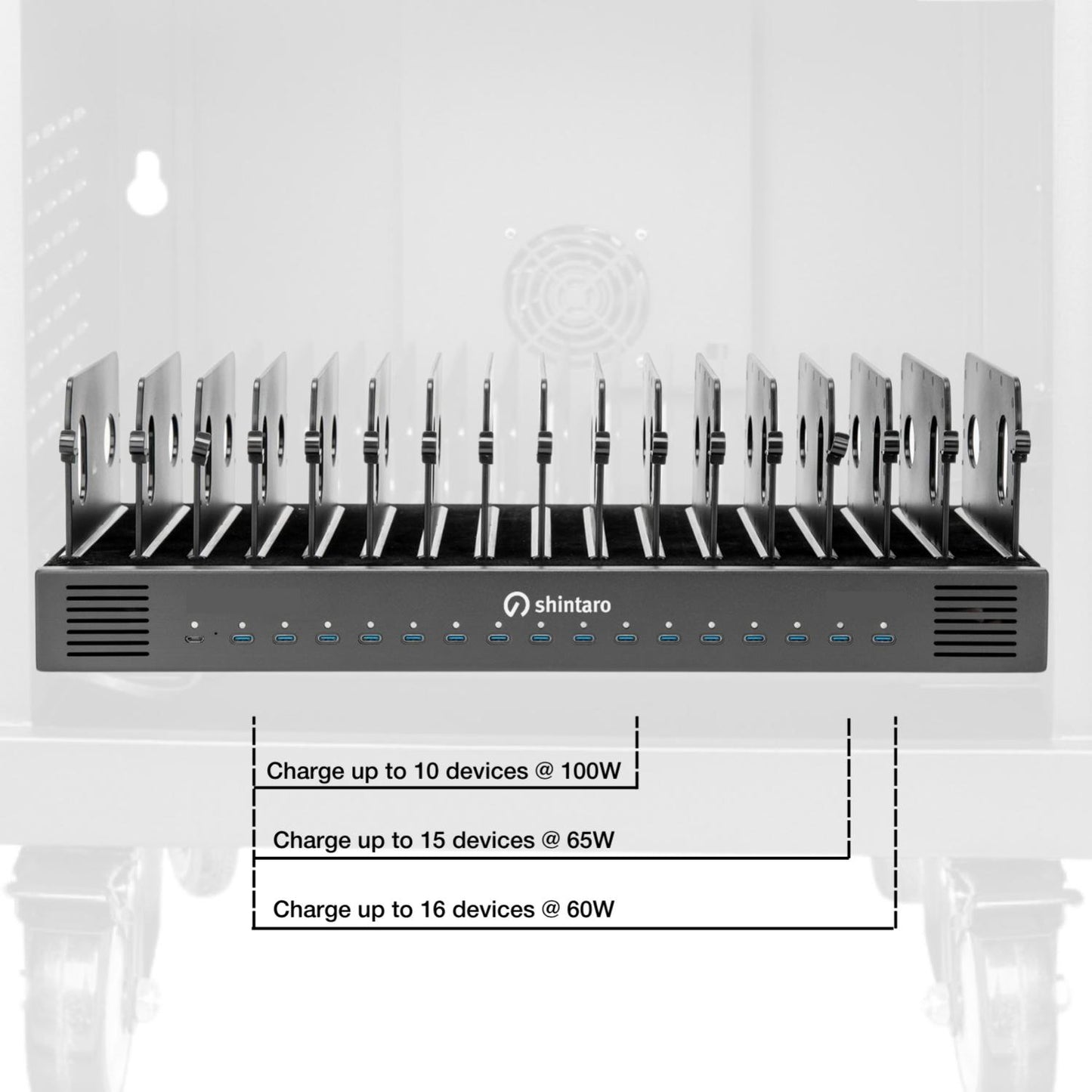 Shintaro 32-Port USB-C 2000W Charging Trolley - Charging Cabinets - Image 5