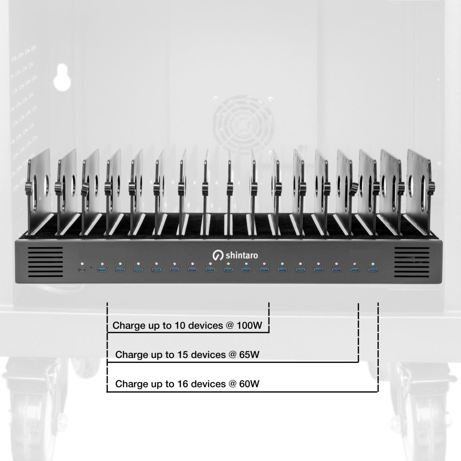 Shintaro 32-Port USB-C 2000W Charging Trolley - Charging Cabinets - Image 5