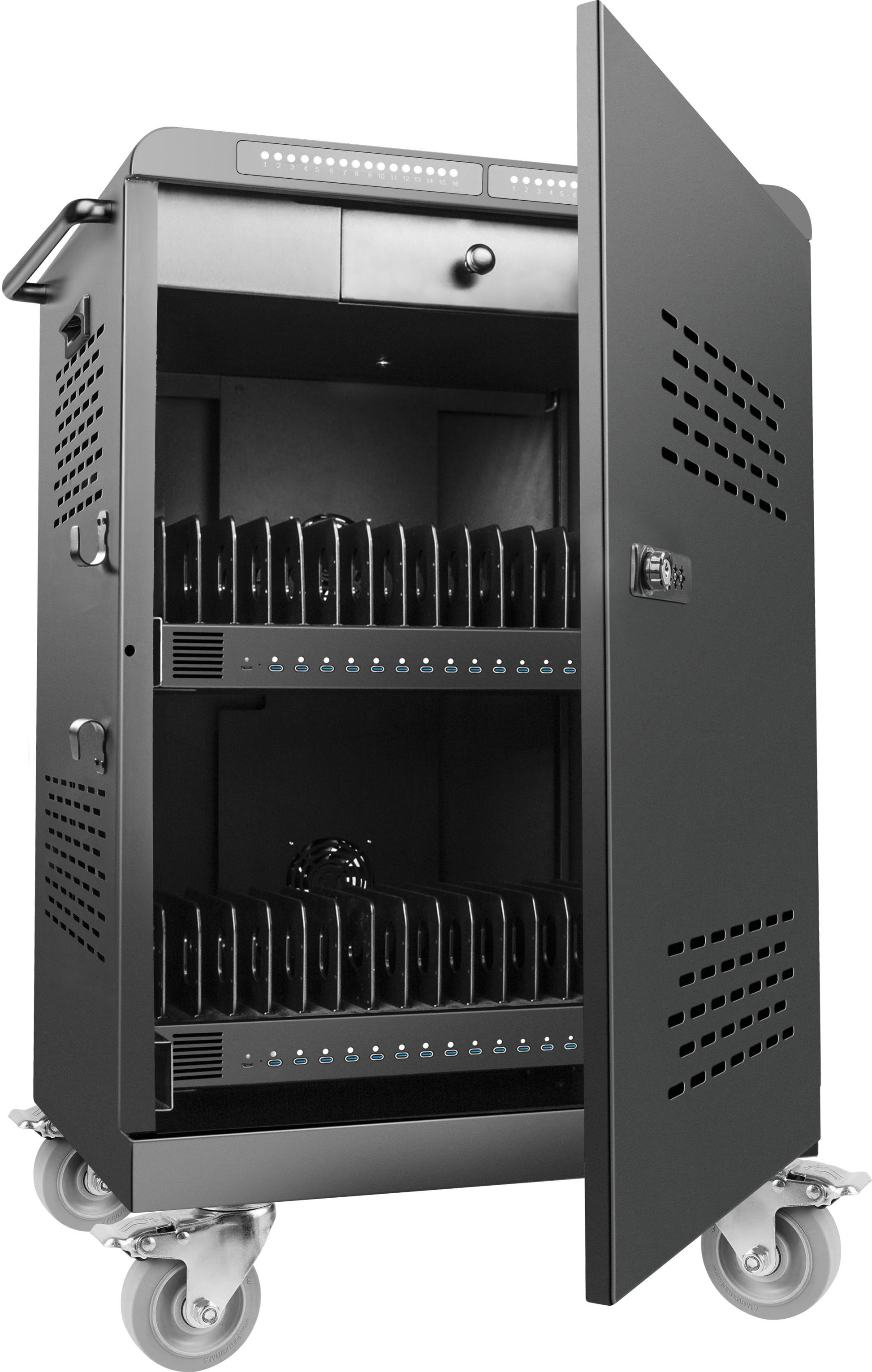 Shintaro 32-Port USB-C 2000W Charging Trolley - Charging Cabinets