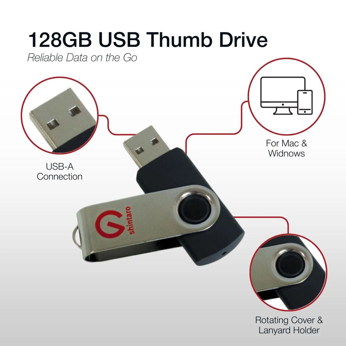 Shintaro 128GB Rotating Pocket Disk - USB Pocket Drive - Image 7