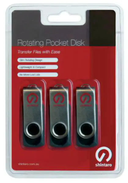 Shintaro 16GB Rotating USB 2.0 Pocket Disk - 3 Pack - USB Pocket Drive