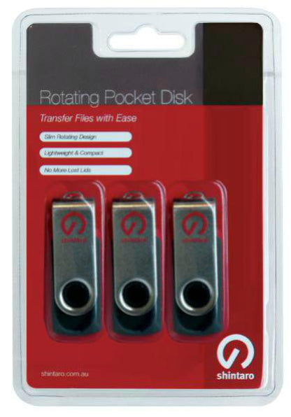 Shintaro 16GB Rotating Pocket Disk 3 Pk - USB Pocket Drive