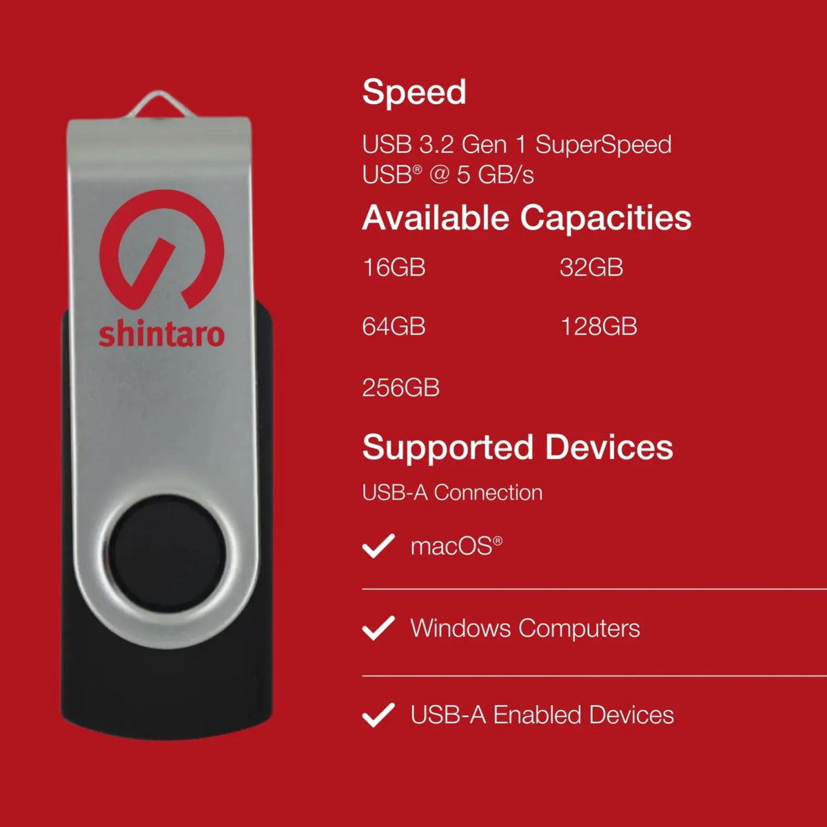 Shintaro 256GB USB 3.0 Rotating Pocket - USB Pocket Drive - Image 4