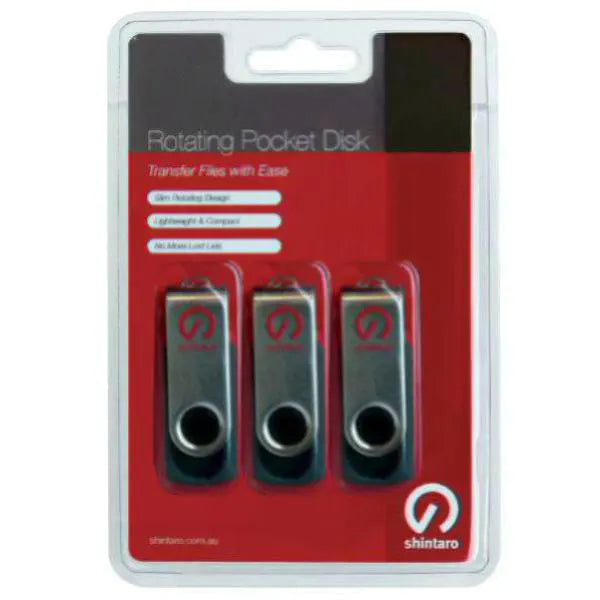 Shintaro 8GB USB 2.0 Rotating Pocket Disk - 3 Pack - USB Pocket Drive - Image 2