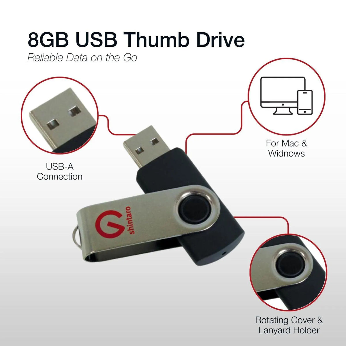 Shintaro 8GB Rotating Pocket Disk - USB Pocket Drive - Image 4