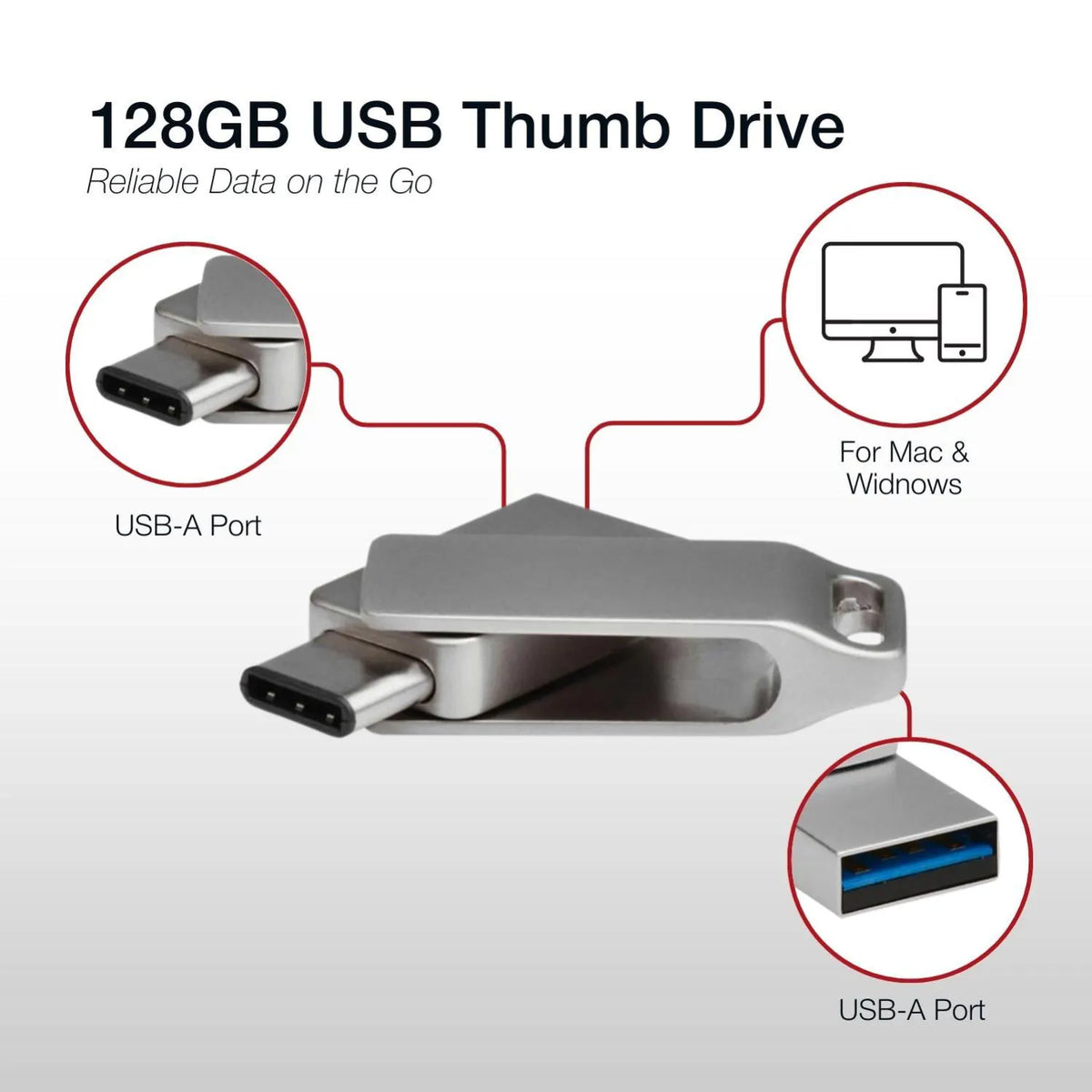 Shintaro 128GB USB-C & USB-A Pocket Disk - USB Pocket Drive - Image 6