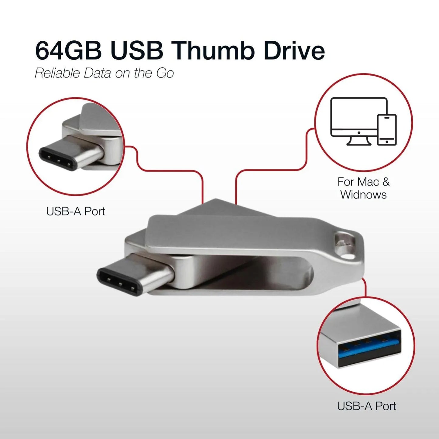 Shintaro 64GB USB-C & USB-A Pocket Disk - USB Pocket Drive - Image 8