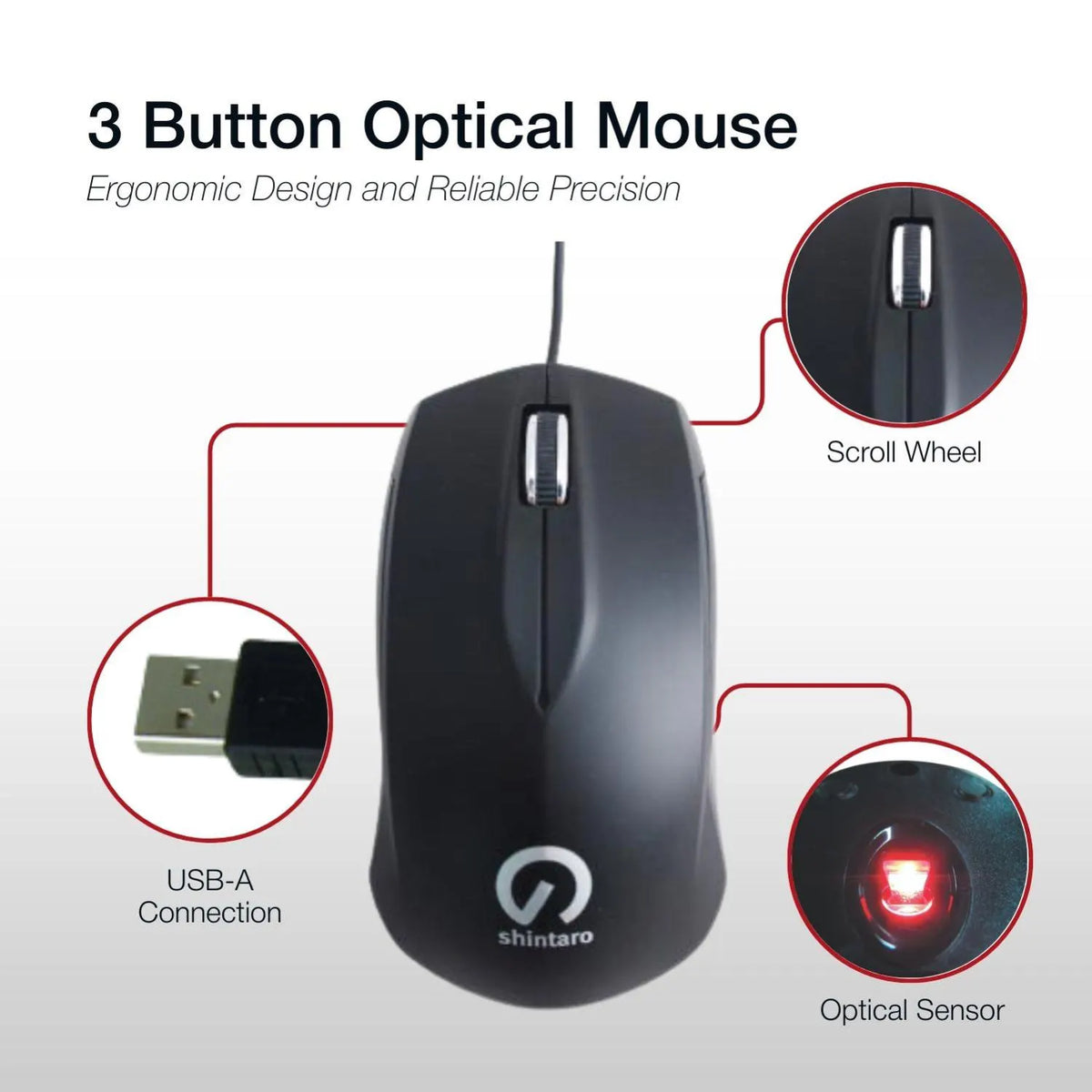 Shintaro 3 Button Optical USB Mouse - Mice - Image 6