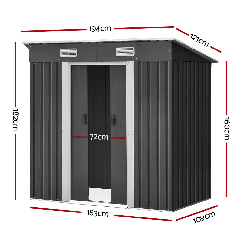 Giantz Garden Shed 1.94x1.21M Sheds Outdoor Storage Workshop House Tool Shelter Sliding Door - Image 2