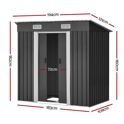 Giantz Garden Shed 1.94x1.21M w/Metal Base Sheds Outdoor Storage Tool Steel House Sliding Door - Image 2