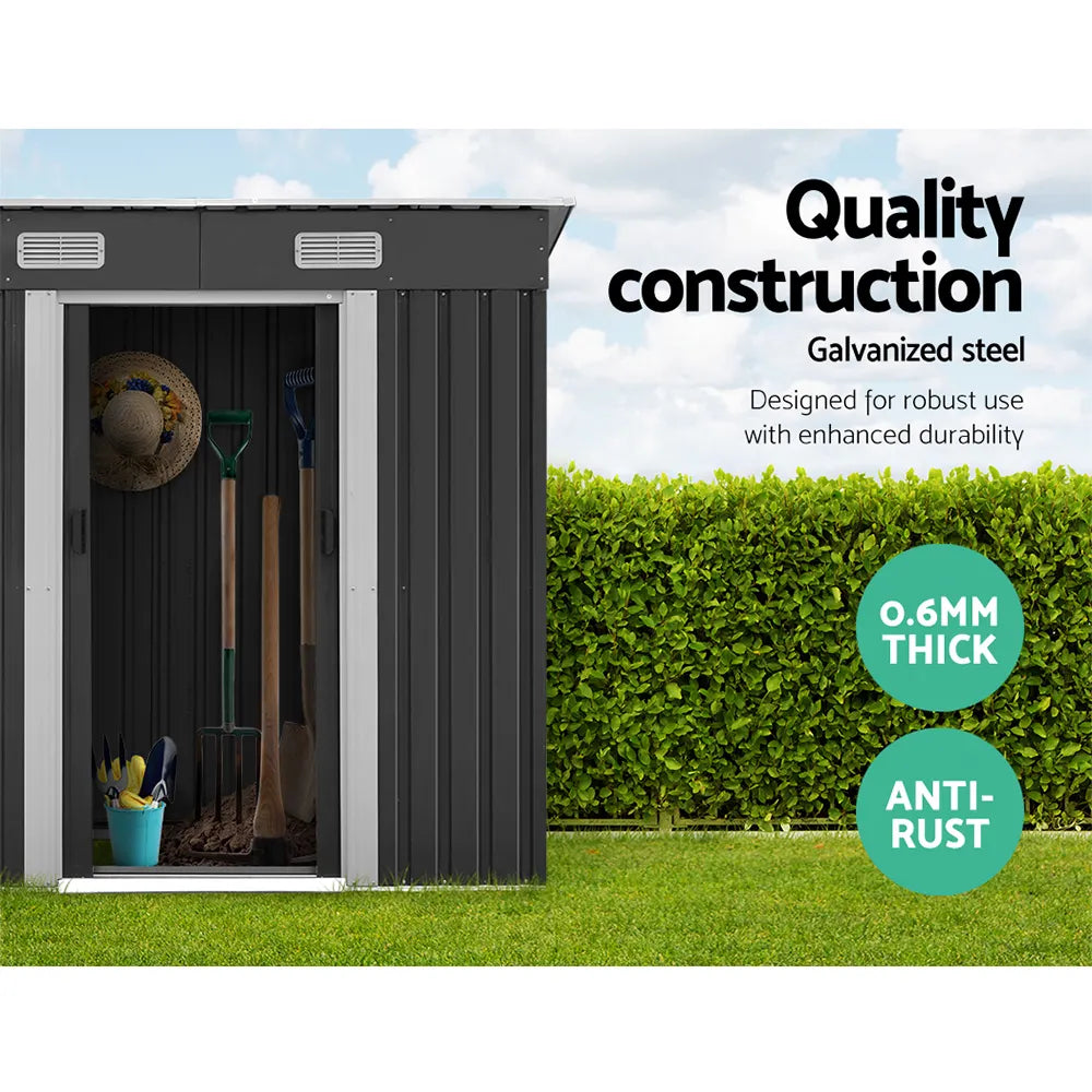 Giantz Garden Shed 1.94x1.21M w/Metal Base Sheds Outdoor Storage Tool Steel House Sliding Door - Image 4