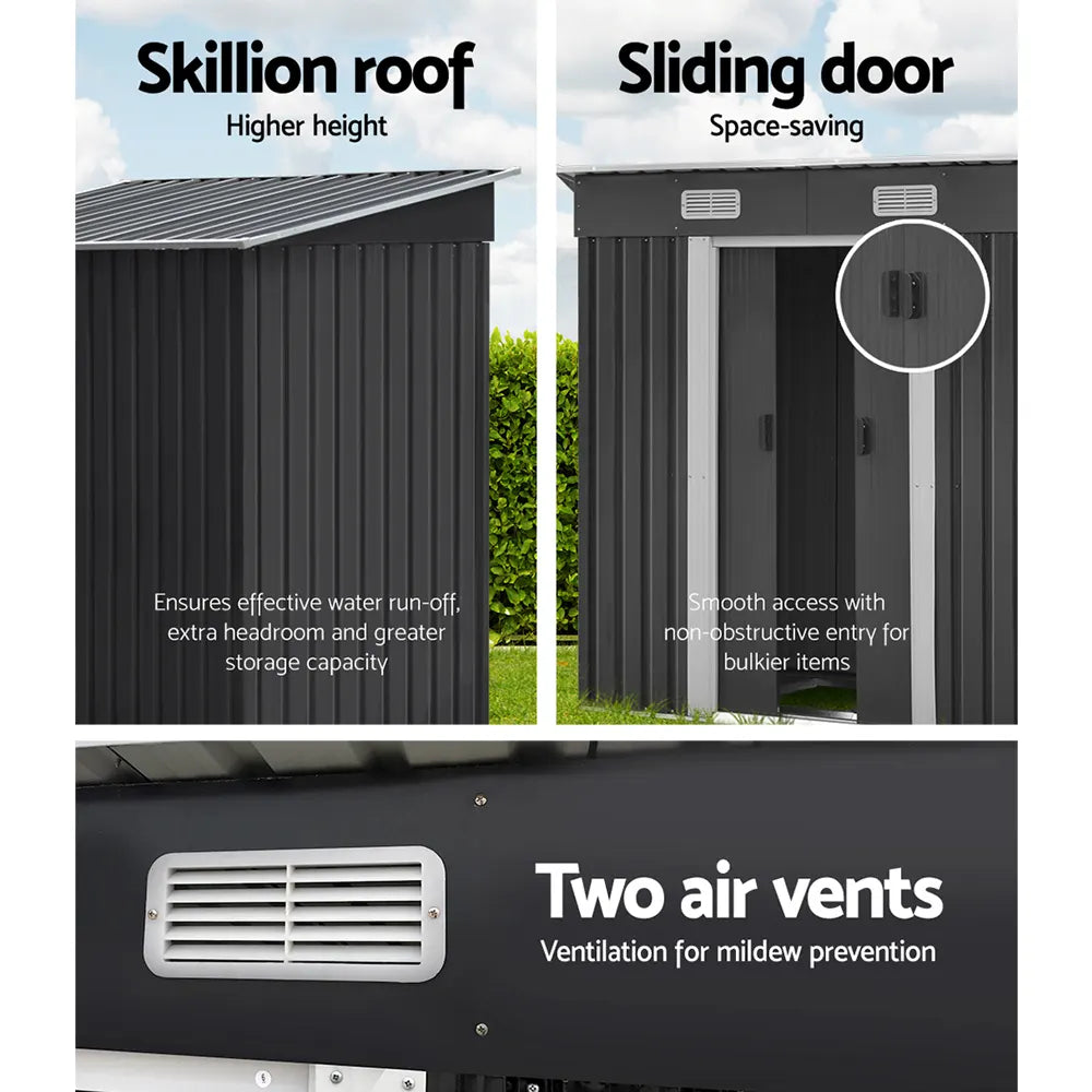 Giantz Garden Shed 1.94x1.21M w/Metal Base Sheds Outdoor Storage Tool Steel House Sliding Door - Image 5