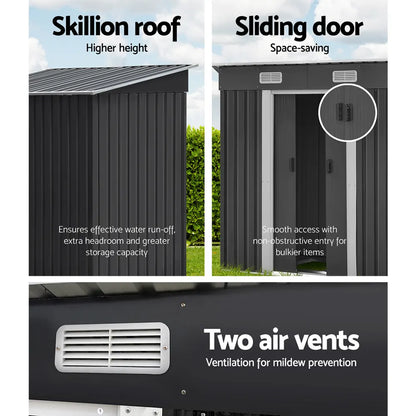 Giantz Garden Shed 1.94x1.21M w/Metal Base Sheds Outdoor Storage Tool Steel House Sliding Door - Image 5