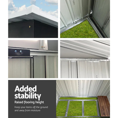 Giantz Garden Shed 1.94x1.21M w/Metal Base Sheds Outdoor Storage Tool Steel House Sliding Door - Image 6