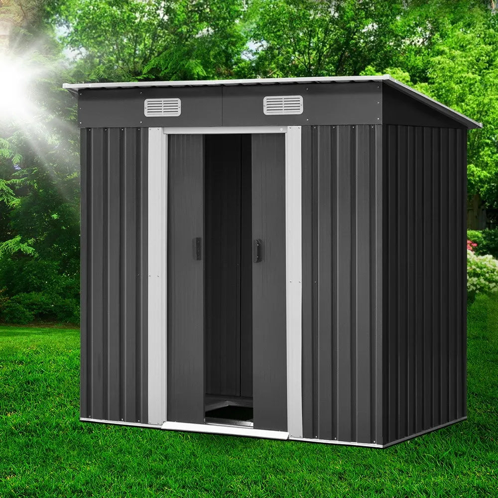 Giantz Garden Shed 1.94x1.21M w/Metal Base Sheds Outdoor Storage Tool Steel House Sliding Door - Image 7