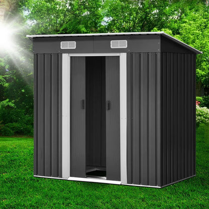 Giantz Garden Shed 1.94x1.21M w/Metal Base Sheds Outdoor Storage Tool Steel House Sliding Door - Image 7