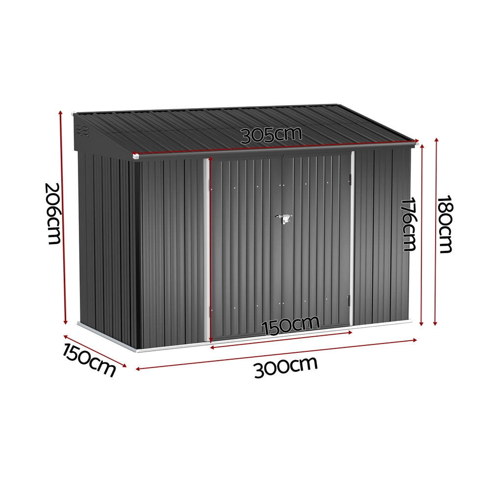 Giantz Garden Shed Galvanised Steel 3.05x1.5M Outdoor Storage Shed Workshop House Shelter - Image 2