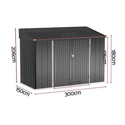 Giantz Garden Shed Galvanised Steel 3.05x1.5M Outdoor Storage Shed Workshop House Shelter - Image 2