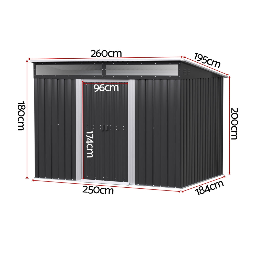 Giantz Garden Shed Outdoor Storage 2.60x1.95M Tool Sheds Workshop House Shelter - Image 2