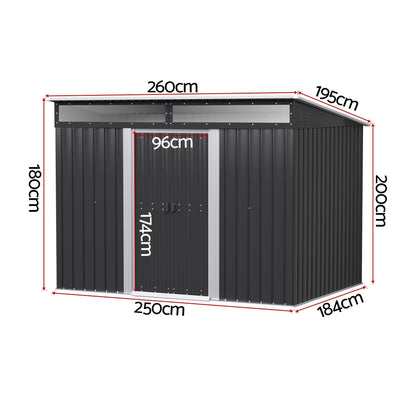 Giantz Garden Shed Outdoor Storage 2.60x1.95M Tool Sheds Workshop House Shelter - Image 2