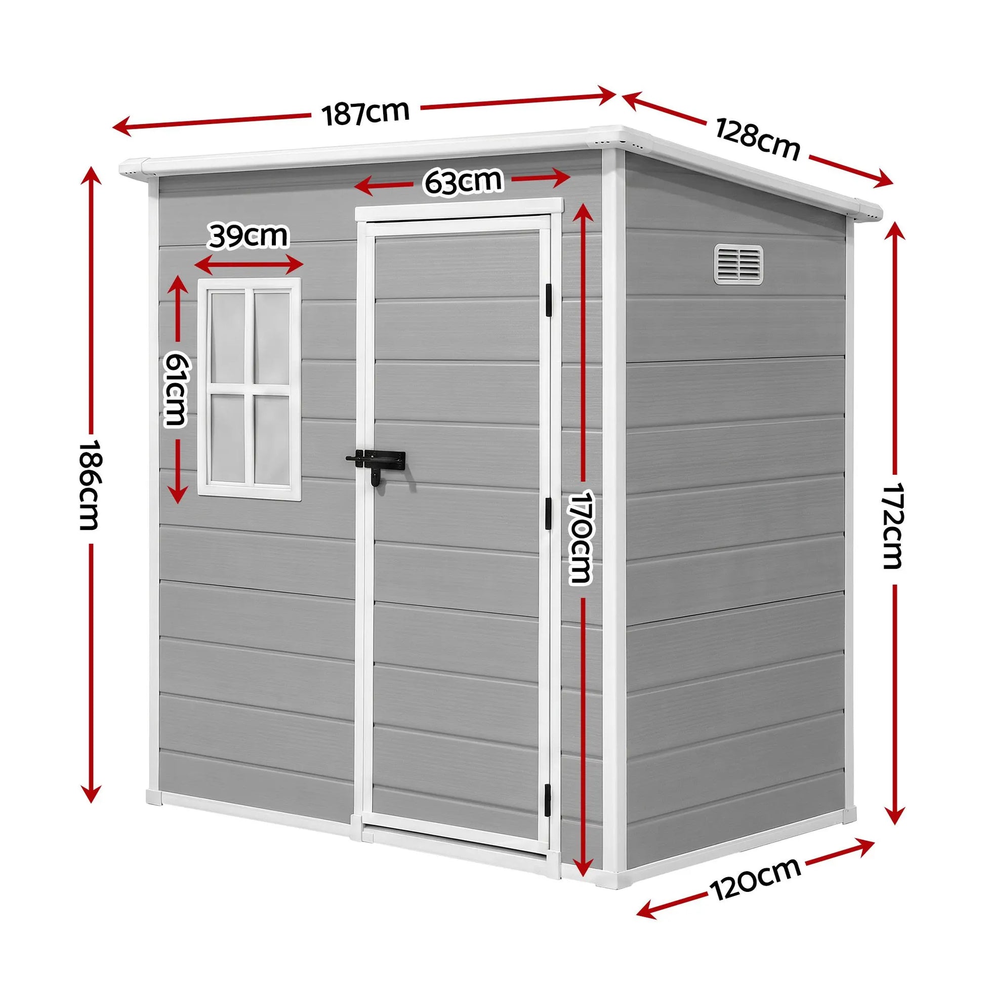 Giantz Garden Shed Outdoor Storage Box 1.87x1.28M Resin Tool Shed Backyard Grey - Image 3