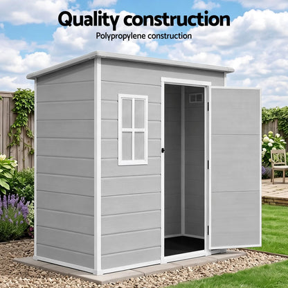 Giantz Garden Shed Outdoor Storage Box 1.87x1.28M Resin Tool Shed Backyard Grey - Image 5