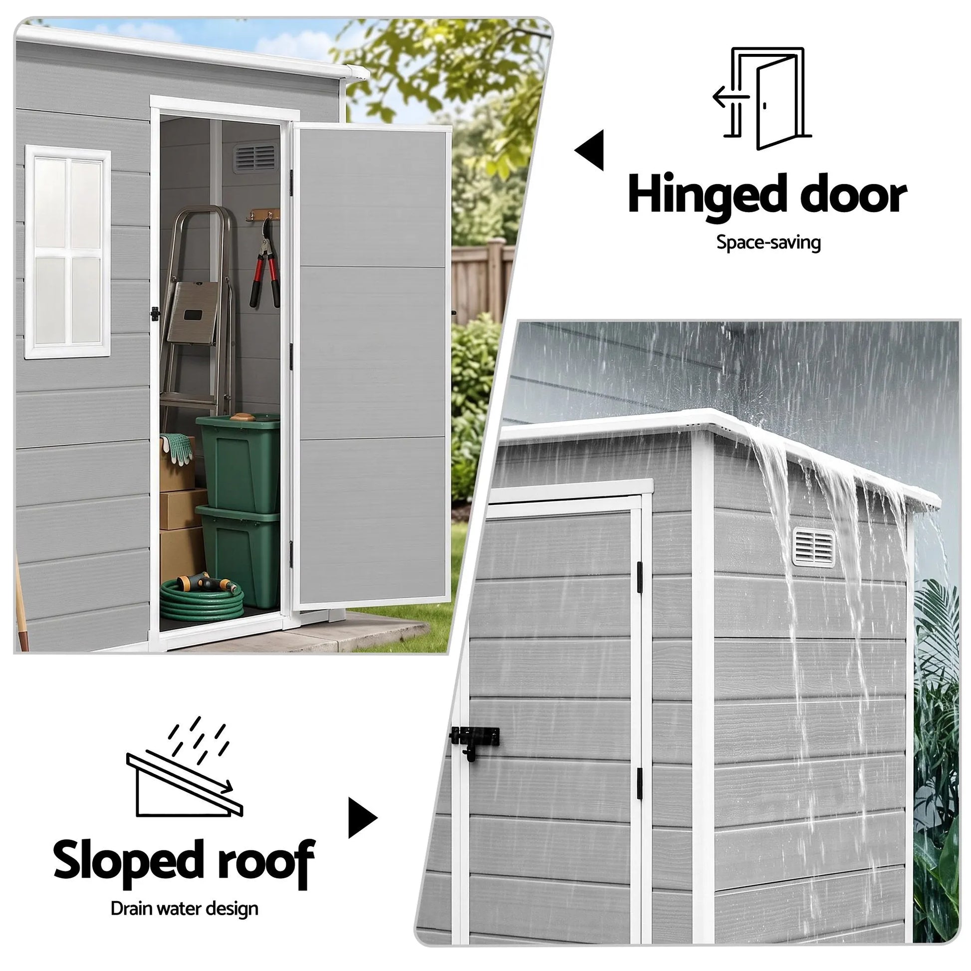 Giantz Garden Shed Outdoor Storage Box 1.87x1.28M Resin Tool Shed Backyard Grey - Image 6