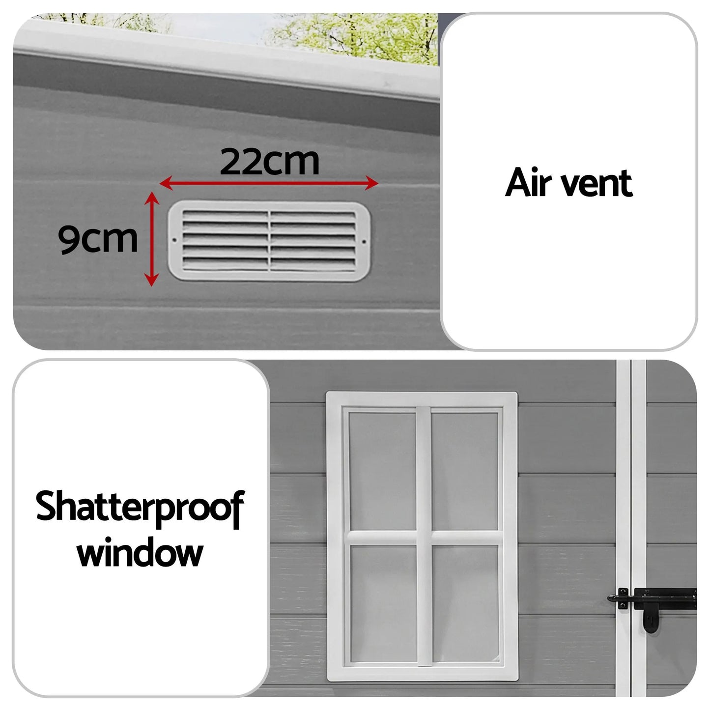 Giantz Garden Shed Outdoor Storage Box 1.87x1.28M Resin Tool Shed Backyard Grey - Image 7