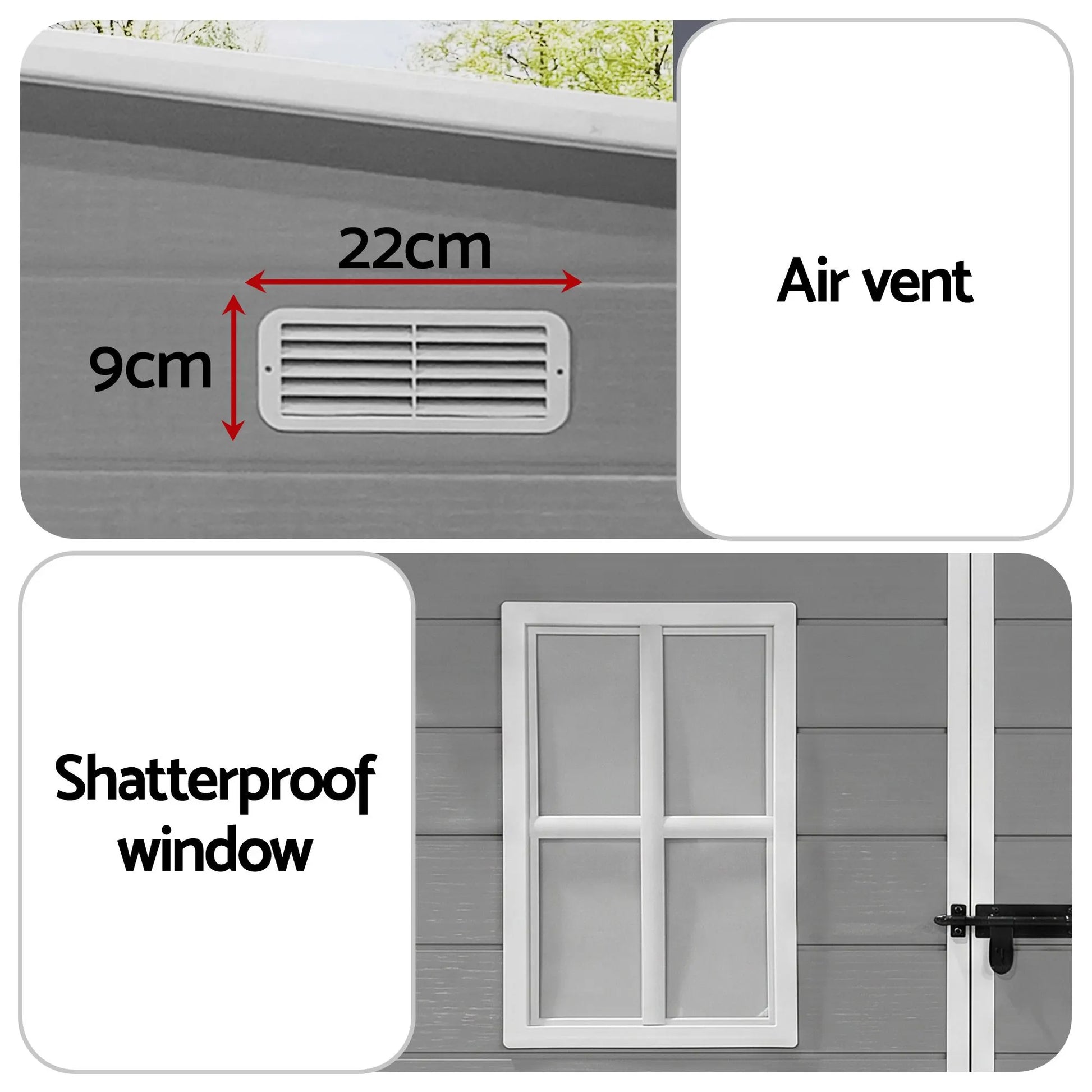 Giantz Garden Shed Outdoor Storage Box 1.87x1.28M Resin Tool Shed Backyard Grey - Image 7