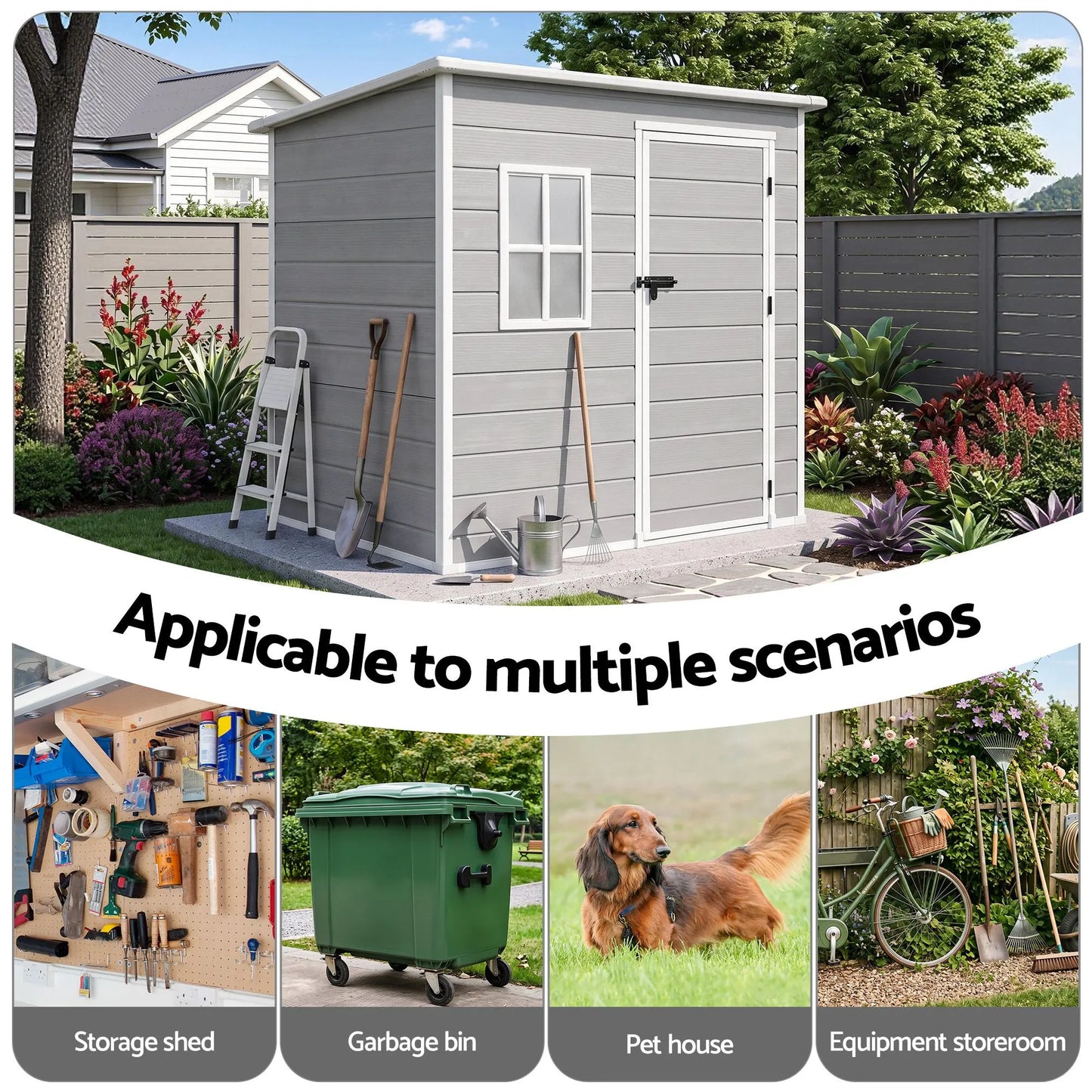 Giantz Garden Shed Outdoor Storage Box 1.87x1.28M Resin Tool Shed Backyard Grey - Image 9