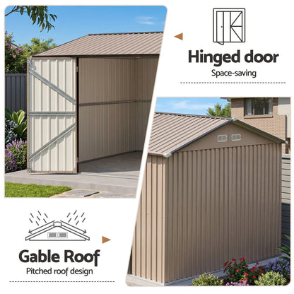 Giantz 3X3M Garden Shed Outdoor Storage Backyard Tool Shed Galvanized Steel Brown - Image 6