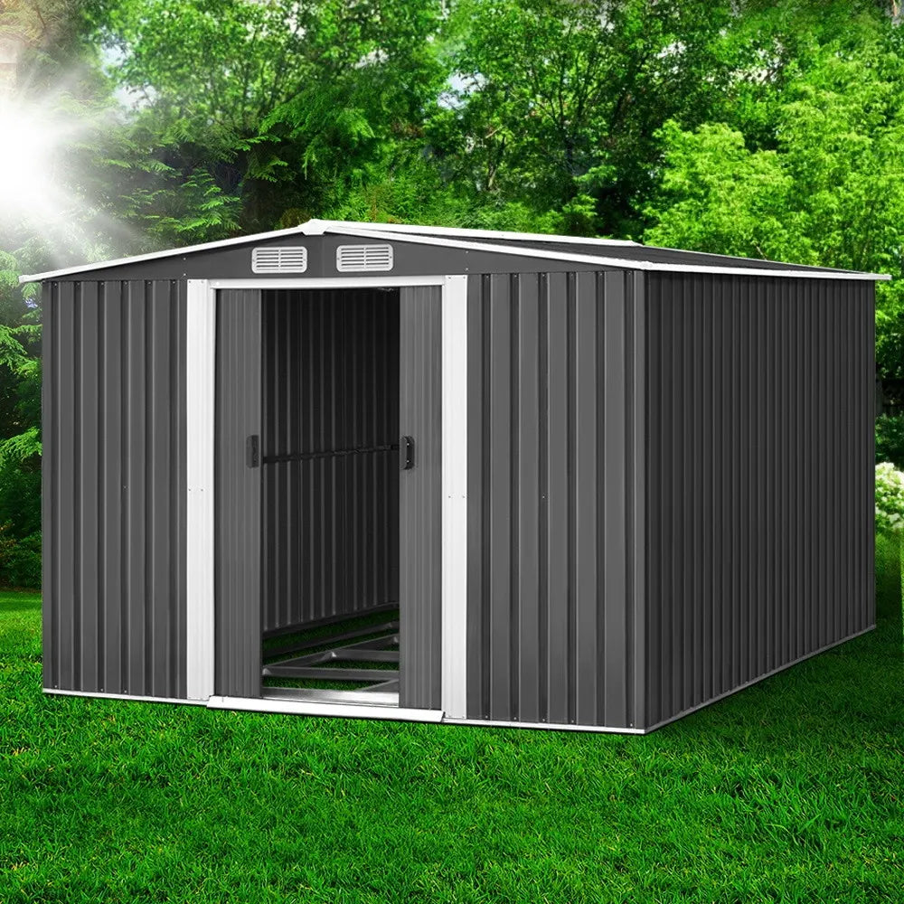Giantz Garden Shed 2.58x3.14M w/Metal Base Sheds Outdoor Storage Workshop Shelter Sliding Door - Image 7